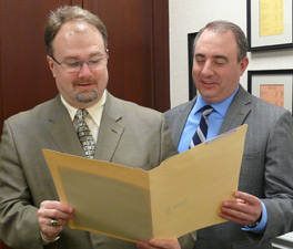 employees reviewing a document