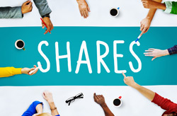 Hands pointing at the word shares